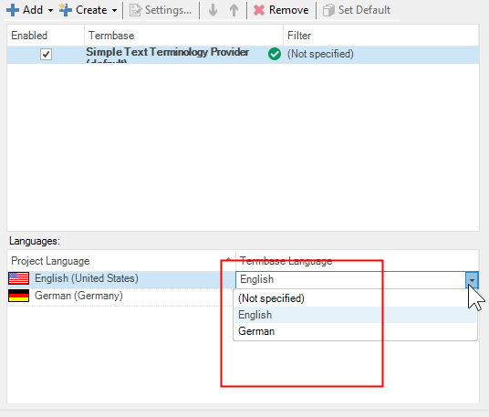 Setting the Source and Target Language