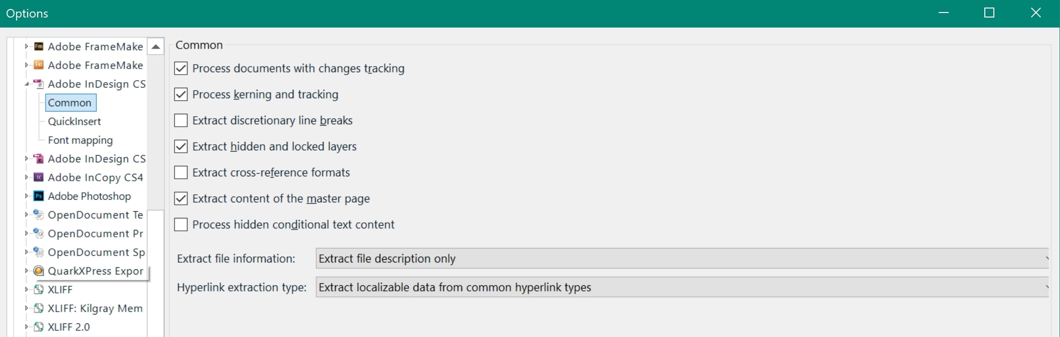 File type settings